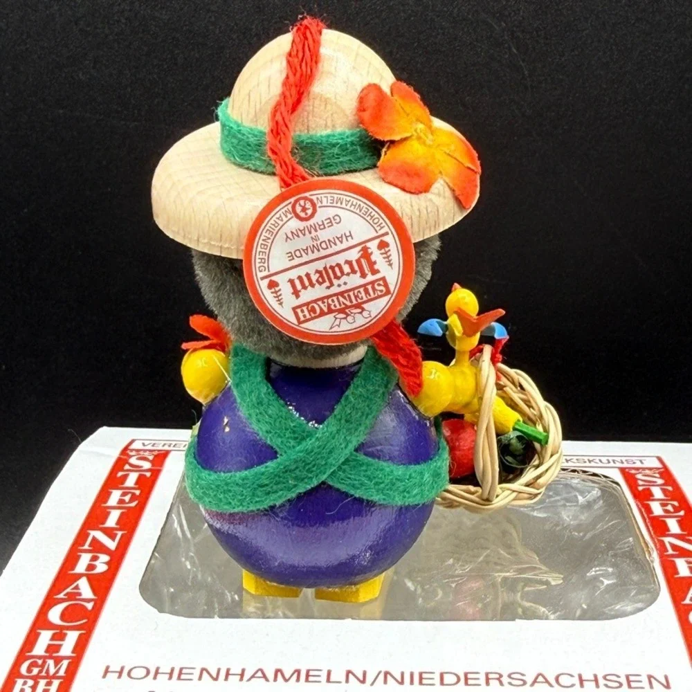 Vintage Steinbach Ornament Gardener Wooden Hand Painted Bird Flower‎ Cottage